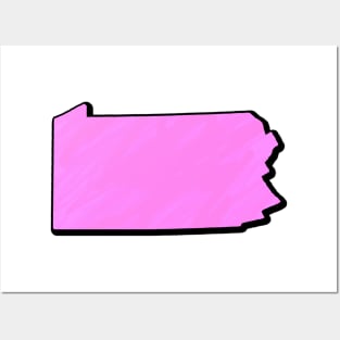 Pink Pennsylvania Outline Posters and Art